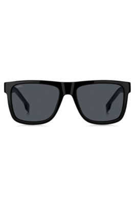 Black-acetate sunglasses with 3D logo, Black