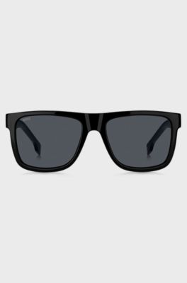 Black-acetate sunglasses with 3D logo, Black