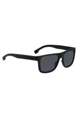 Black-acetate sunglasses with 3D logo, Black