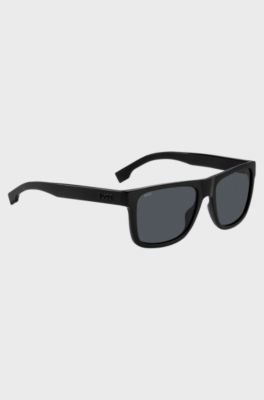 Black-acetate sunglasses with 3D logo, Black