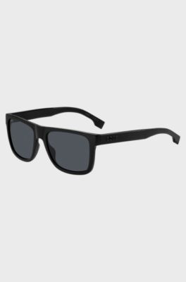 Black-acetate sunglasses with 3D logo, Black