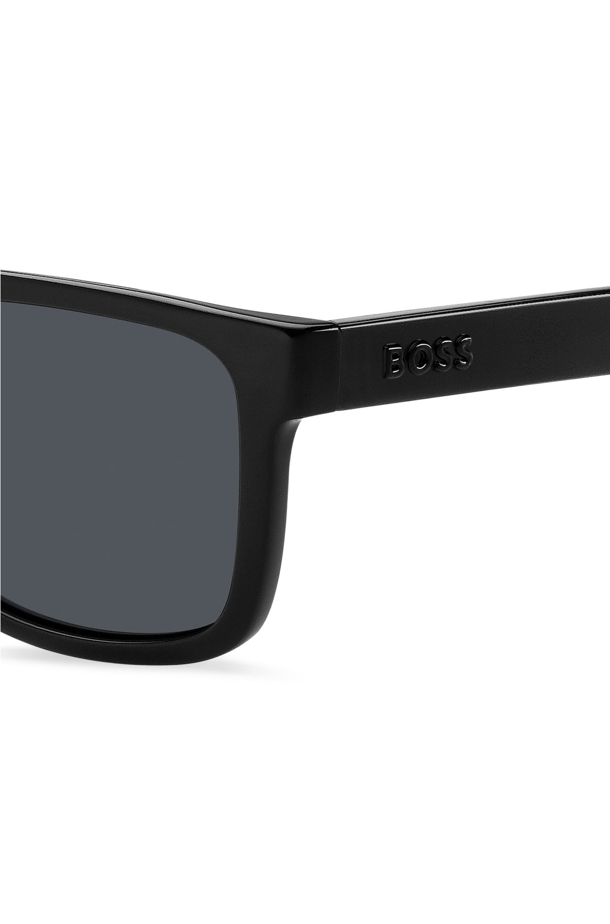 Black-acetate sunglasses with 3D logo, Black