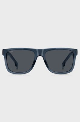 Blue-acetate sunglasses with 3D logo, Blue