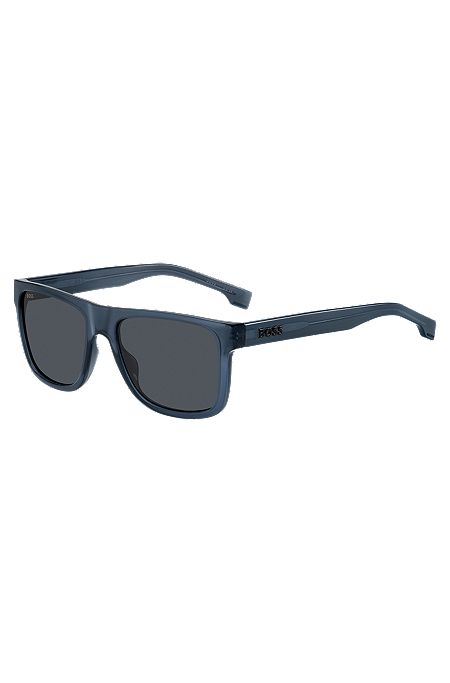 Blue-acetate sunglasses with 3D logo, Blue