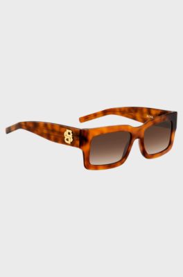 Havana-acetate sunglasses with Double B monogram, Patterned