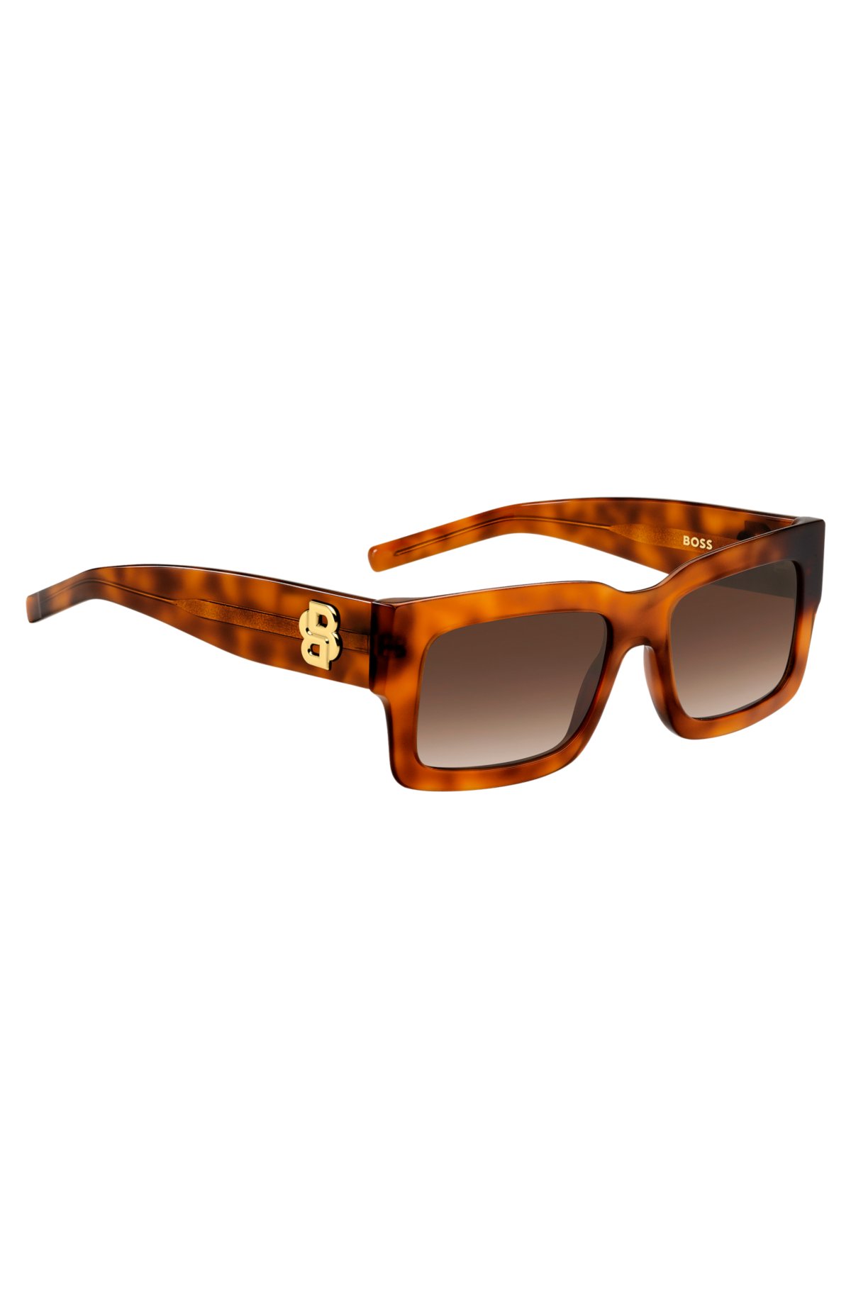 Havana-acetate sunglasses with Double B monogram, Patterned