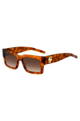 Havana-acetate sunglasses with Double B monogram, Patterned