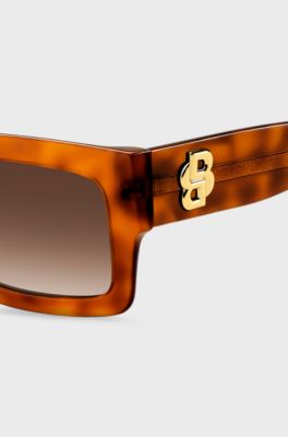 Havana-acetate sunglasses with Double B monogram, Patterned