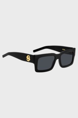 Okulary przeciwsłoneczne z&nbsp;czarnego acetatu z monogramem Double B, Czarny