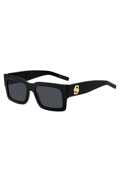 Gafas de sol de acetato negro con monograma de doble B, Negro