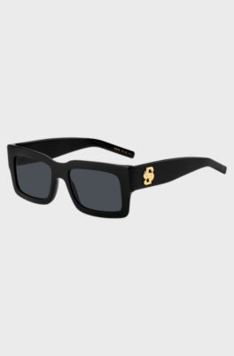 Okulary przeciwsłoneczne z&nbsp;czarnego acetatu z monogramem Double B, Czarny
