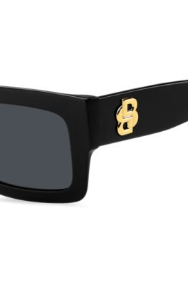 Black-acetate sunglasses with Double B monogram, Black