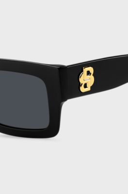 Okulary przeciwsłoneczne z&nbsp;czarnego acetatu z monogramem Double B, Czarny