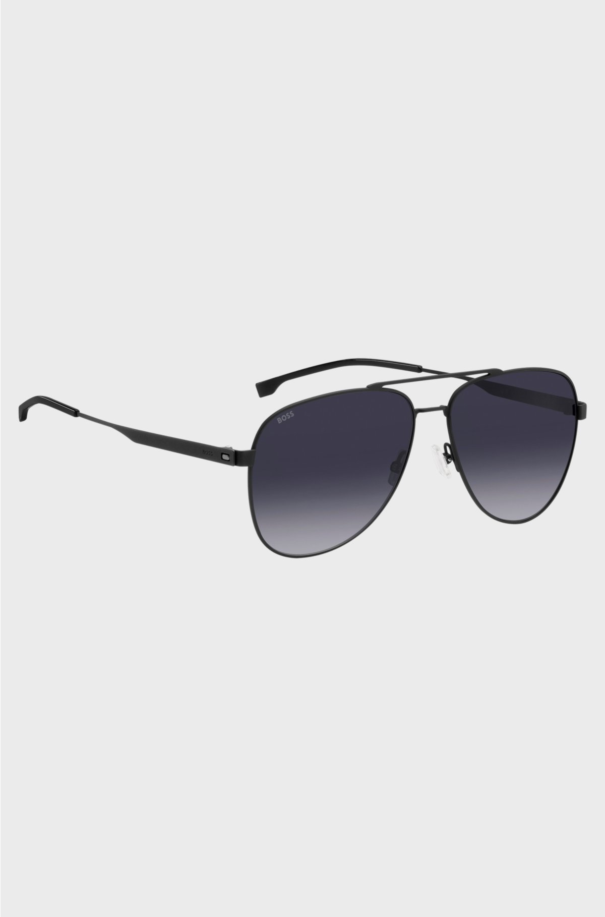 Black-steel sunglasses with double bridge, Black