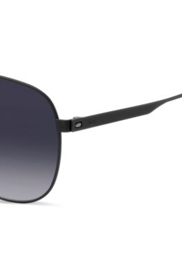 Black-steel sunglasses with double bridge, Black