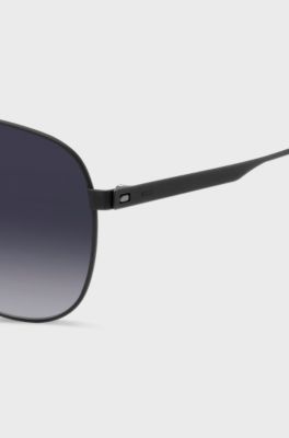 Black-steel sunglasses with double bridge, Black