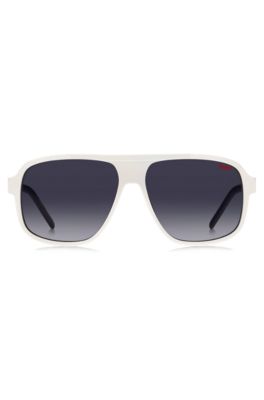 White-acetate sunglasses with layered temples, White