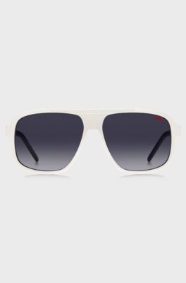 White-acetate sunglasses with layered temples, White