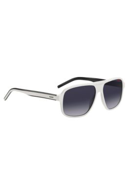 White-acetate sunglasses with layered temples, White