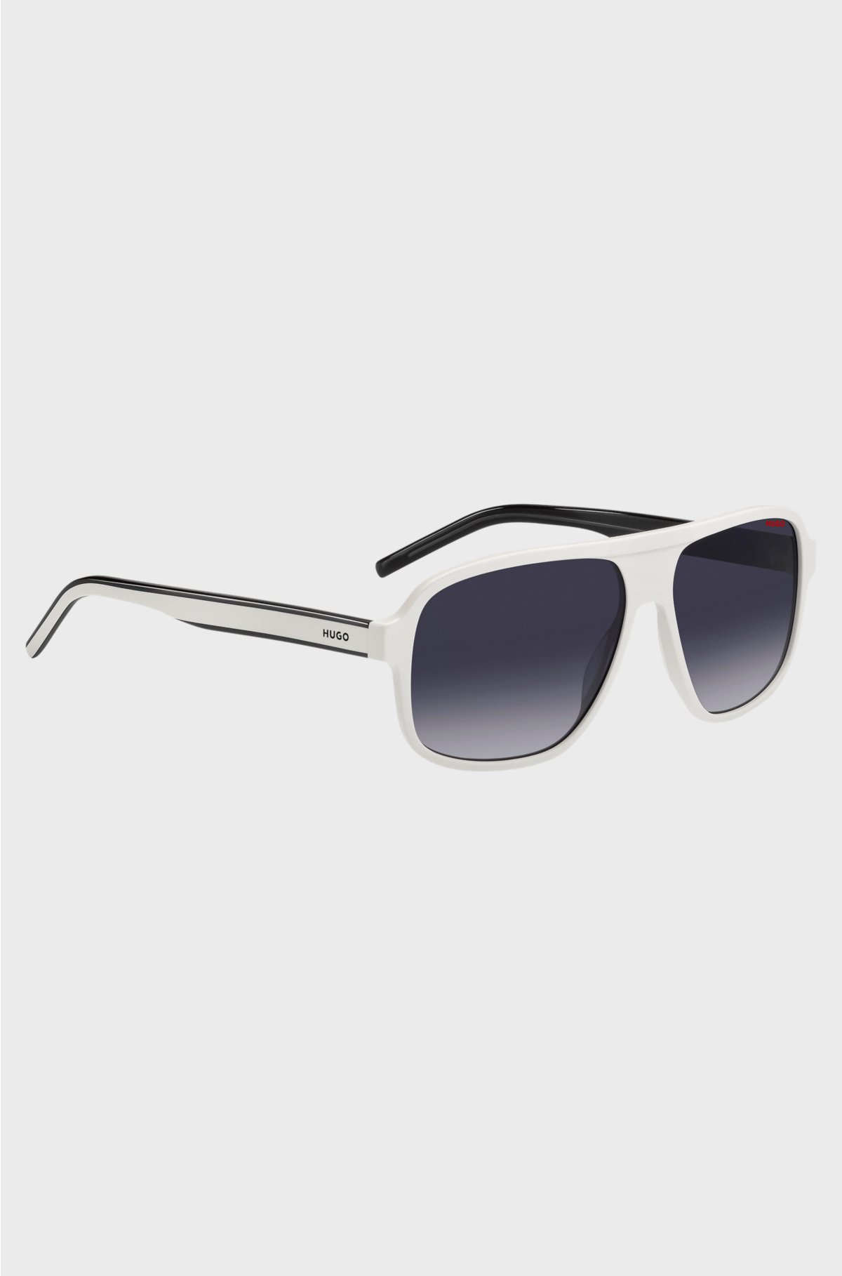 White-acetate sunglasses with layered temples, White