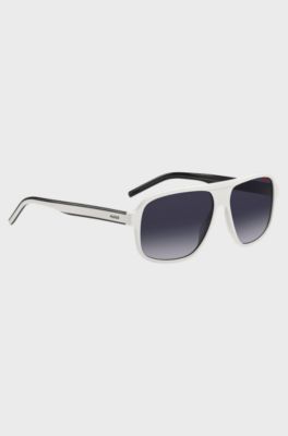 White-acetate sunglasses with layered temples, White