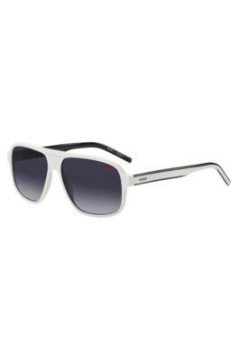 White-acetate sunglasses with layered temples, White