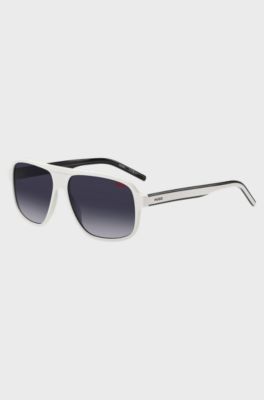 White-acetate sunglasses with layered temples, White