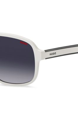 White-acetate sunglasses with layered temples, White