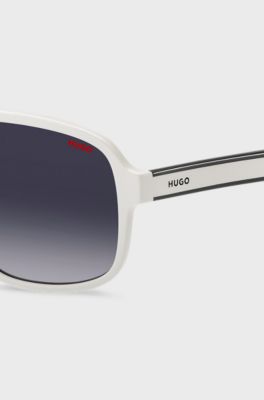 Lunettes de soleil en ac&eacute;tate blanc avec branches superpos&eacute;es, Blanc