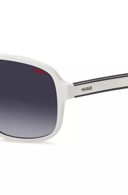 White-acetate sunglasses with layered temples