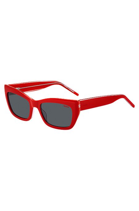 Gafas de sol de acetato rojo con patillas diseñadas a capas, Rojo