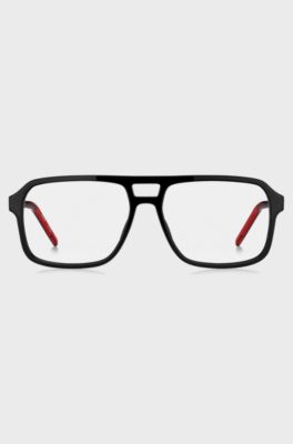 Double-bridge optical frames in black with red details, Black