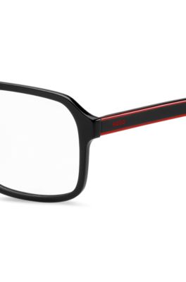 Double-bridge optical frames in black with red details, Black