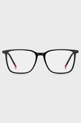 Black-acetate optical frames with metal temples, Black