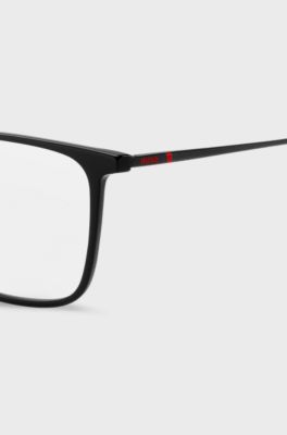 Black-acetate optical frames with metal temples, Black