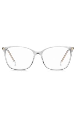 Optical frames in transparent acetate with gold-tone temples, Transparent