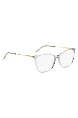 Optical frames in transparent acetate with gold-tone temples, Transparent