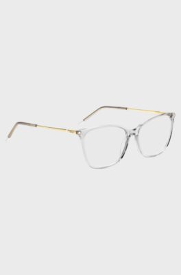 Montura para gafas graduadas de acetato transparente con patillas doradas, Transparente