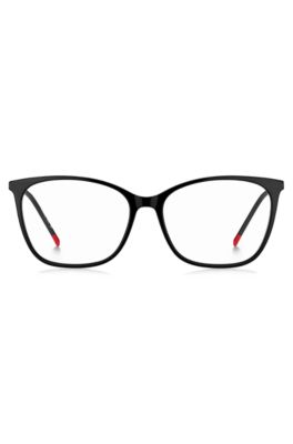 Black-acetate optical frames with gold-tone temples, Black