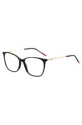 Black-acetate optical frames with gold-tone temples, Black