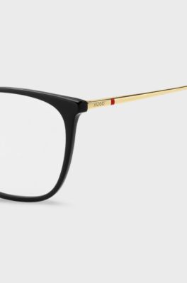 Black-acetate optical frames with gold-tone temples, Black