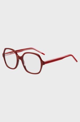 Red-acetate optical frames with layered temples, Red