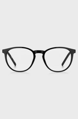 Black-acetate optical frames with patterned temples, Black