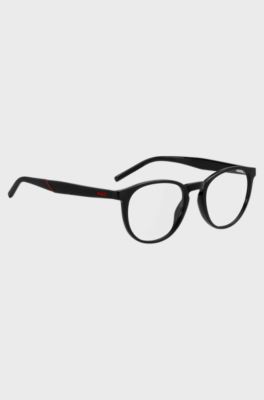 Black-acetate optical frames with patterned temples, Black