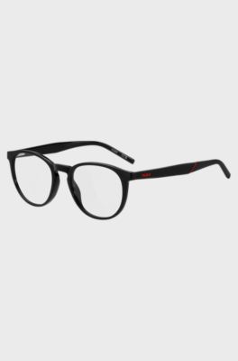 Black-acetate optical frames with patterned temples, Black