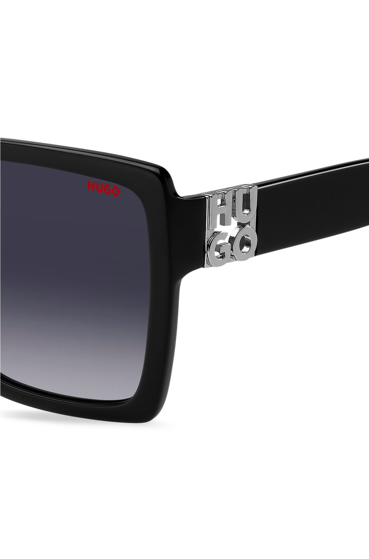 Black-acetate sunglasses with stacked logo, Black