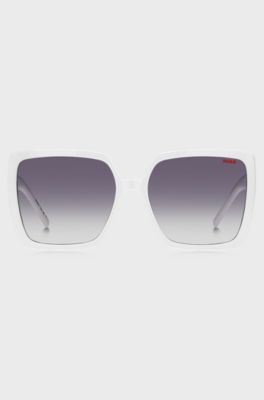White-acetate sunglasses with stacked logo, White