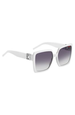 White-acetate sunglasses with stacked logo, White