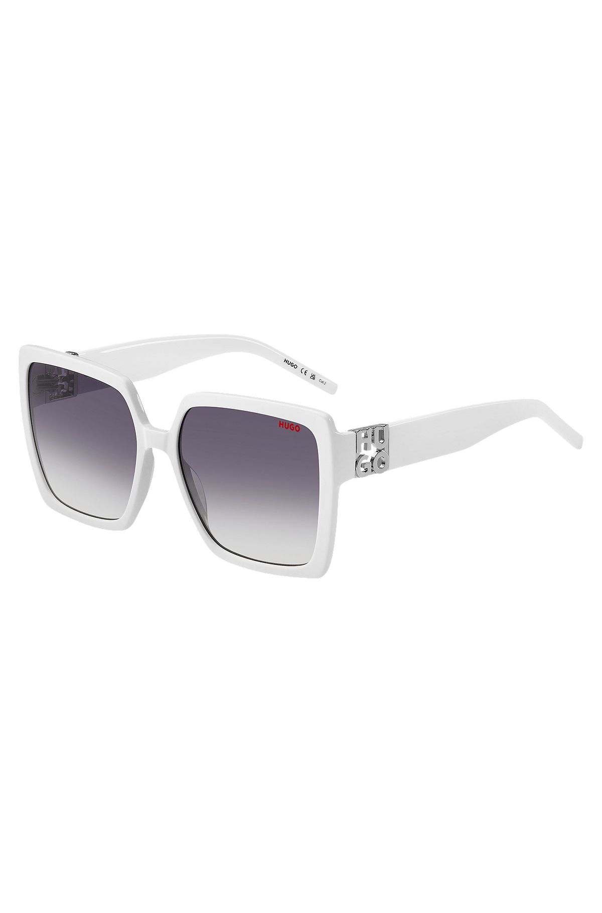 White-acetate sunglasses with stacked logo, White
