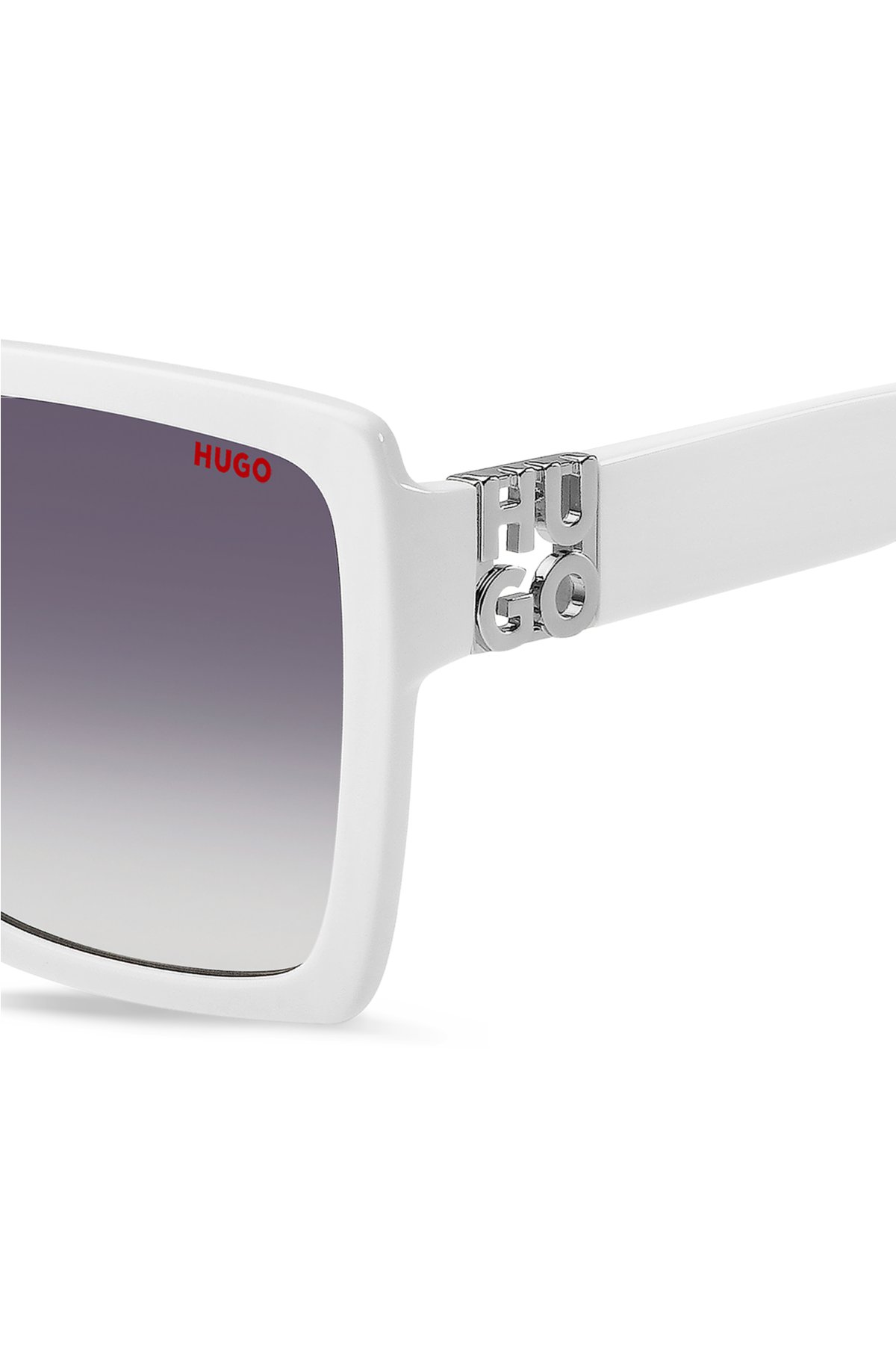White-acetate sunglasses with stacked logo, White